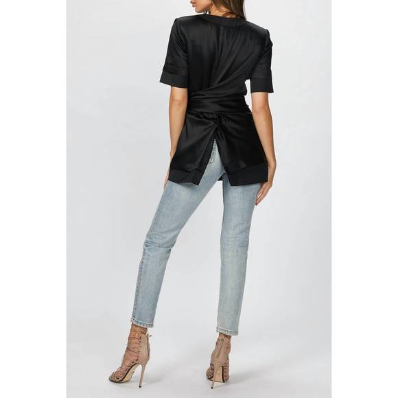 NEW GOEN.J inside-out wrap blazer in black - Picture 4 of 5